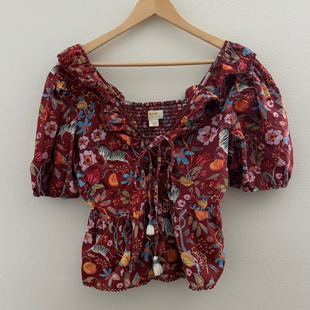 Maeve Burgundy Floral Blouse